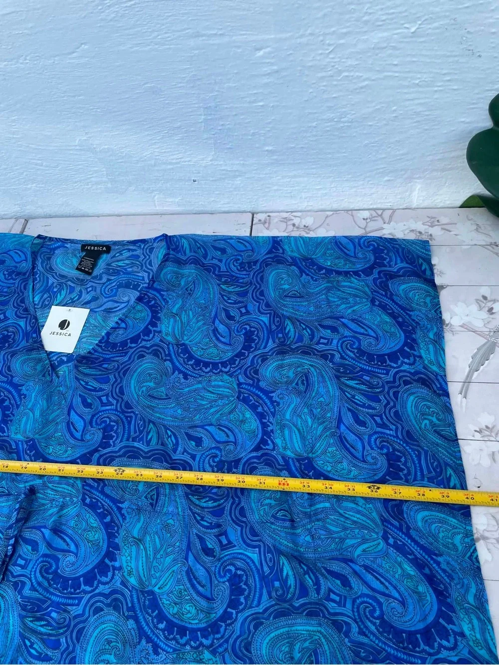 Jessica Blue Paisley V-Neck Tunic